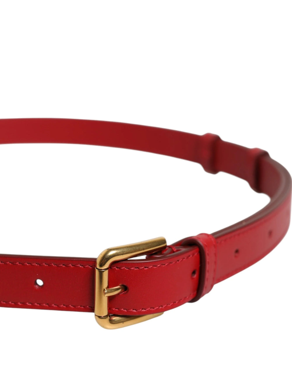 Dolce & Gabbana Red Logo Engraved Metal Waist Buckle Belt - 85 cm / 34 Inches - Belts