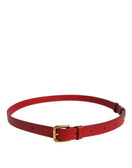 Dolce & Gabbana Red Logo Engraved Metal Waist Buckle Belt - 85 cm / 34 Inches - Belts