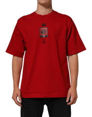 Dolce & Gabbana Red Logo Eye Print Cotton Short Sleeve T-shirt - M