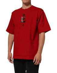 Dolce & Gabbana Red Logo Eye Print Cotton Short Sleeve T-shirt - M