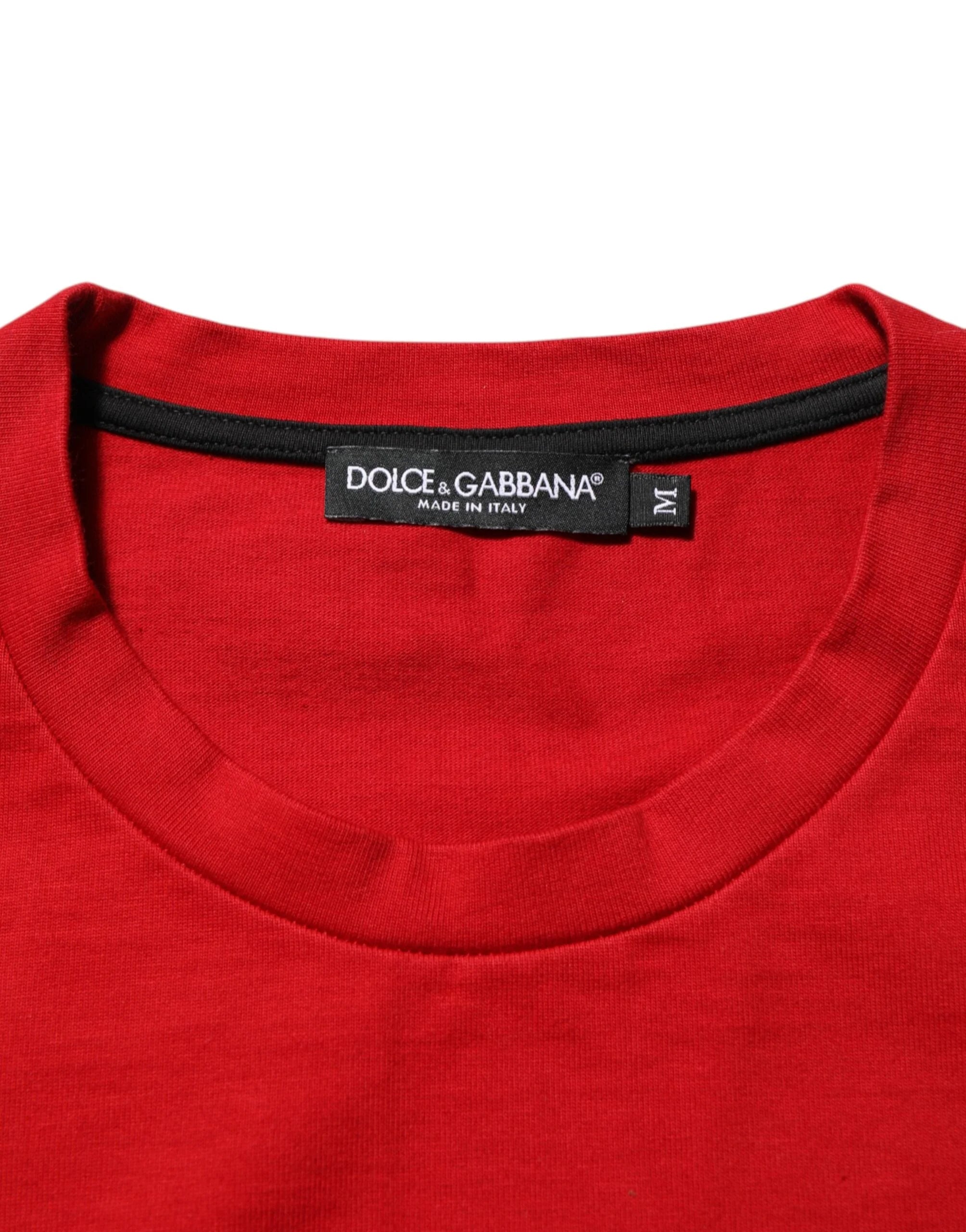 Dolce & Gabbana Red Logo Eye Print Cotton Short Sleeve T-shirt - M