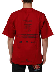 Dolce & Gabbana Red Logo Eye Print Cotton Short Sleeve T-shirt - M