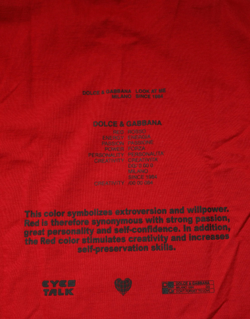 Dolce & Gabbana Red Logo Eye Print Cotton Short Sleeve T-shirt - M - T-Shirts