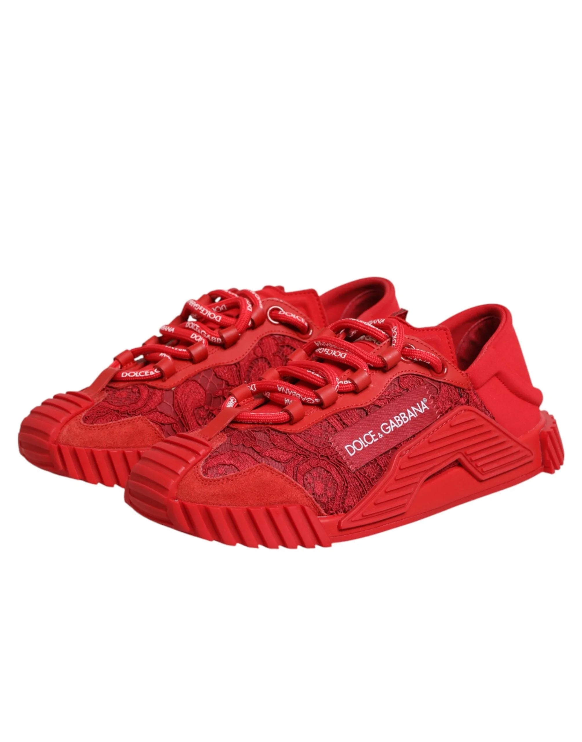 Dolce & Gabbana Red Logo Lace Low Top NS1 Sneakers Shoes - EU37.5/US7