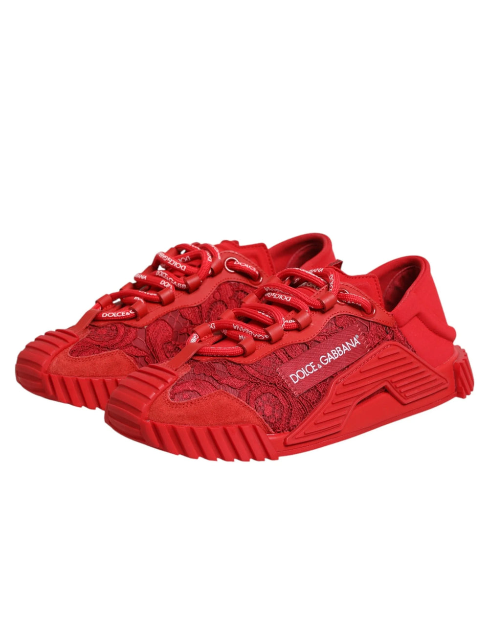 Dolce & Gabbana Red Logo Lace Low Top NS1 Sneakers Shoes - EU37.5/US7