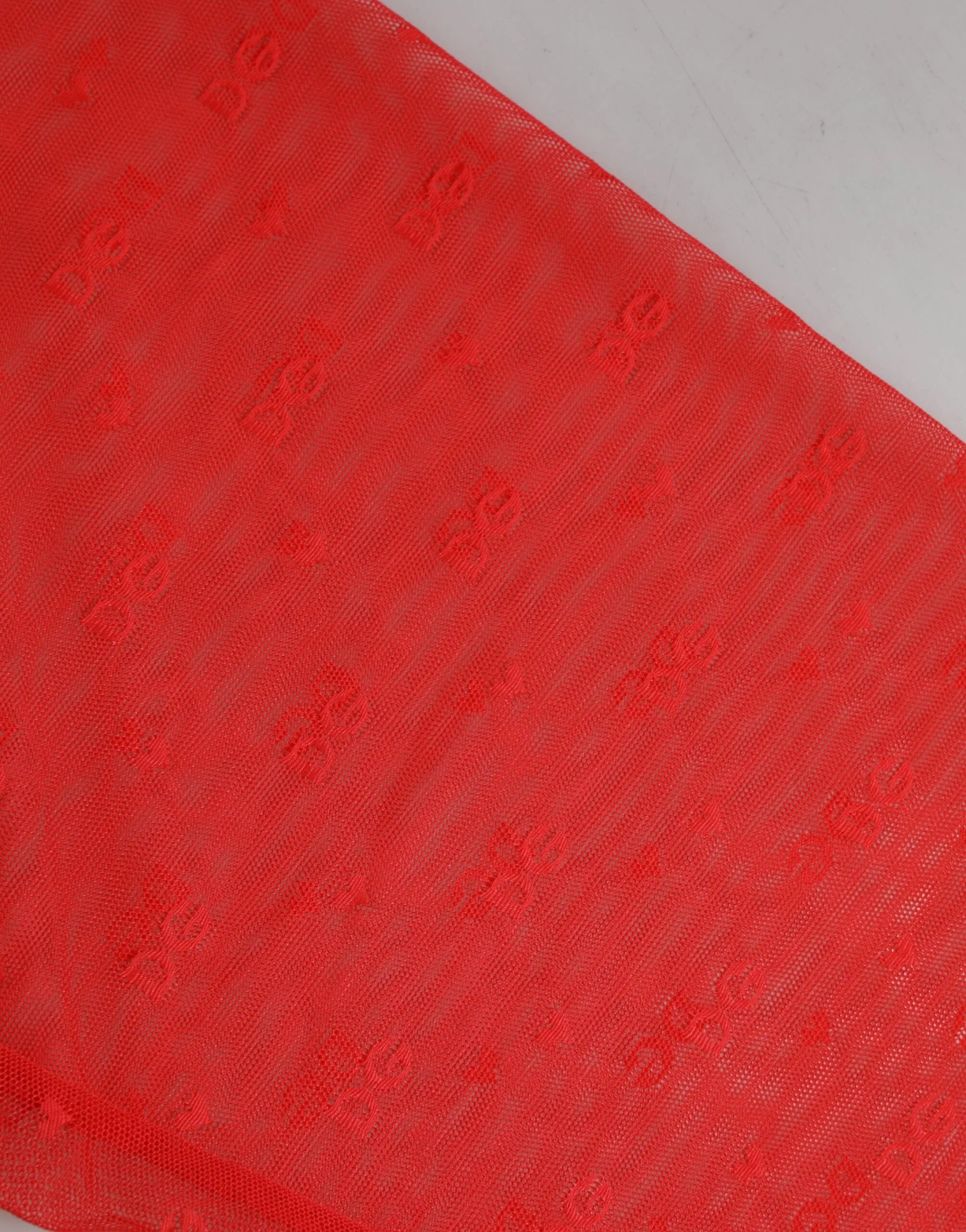 Dolce & Gabbana Red Logo Lace Tight Midi Trousers Underwear - IT2 | S - Hosiery