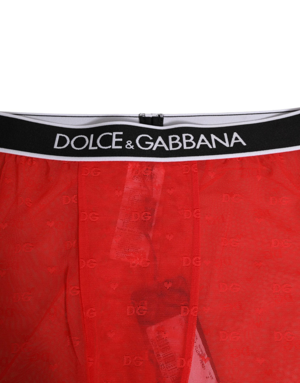 Dolce & Gabbana Red Logo Lace Tight Midi Trousers Underwear - IT2 | S - Hosiery