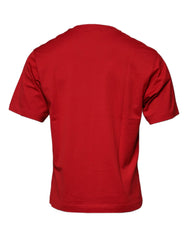 Dolce & Gabbana Red Logo Print Cotton Crew Neck T-shirt - IT42 | XS - T-Shirts