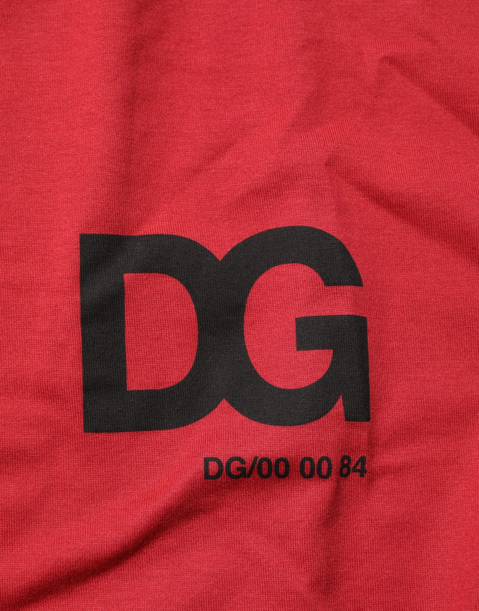 Dolce & Gabbana Red Logo Print Cotton Short Sleeve T-shirt - IT52 | XL - T-Shirts