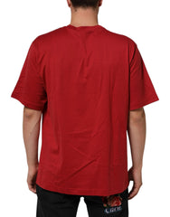 Dolce & Gabbana Red Logo Print Cotton Short Sleeve T-shirt - IT52 | XL
