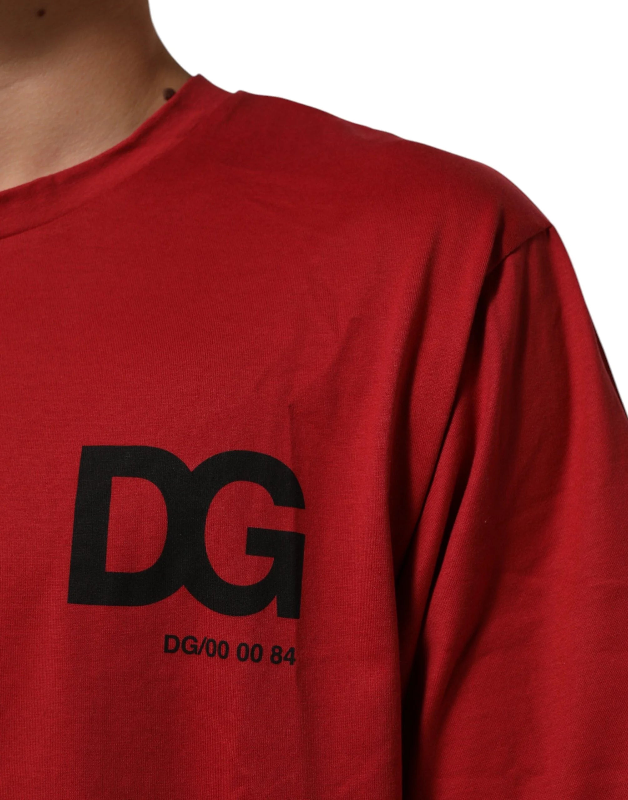 Dolce & Gabbana Red Logo Print Cotton Short Sleeve T-shirt - IT52 | XL