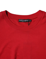 Dolce & Gabbana Red Logo Print Cropped Crew Neck T-shirt - IT52 | XL - T-Shirts