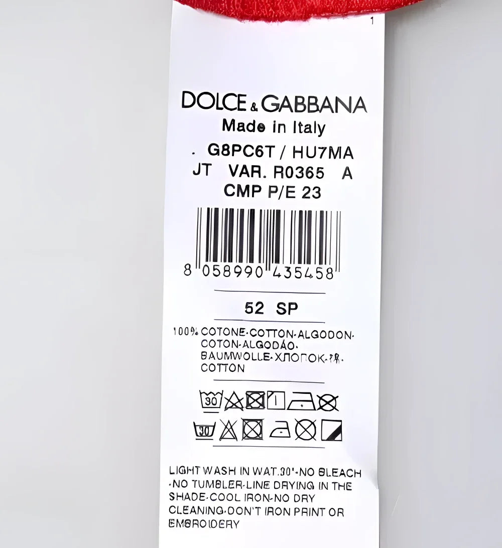 Dolce & Gabbana Red Logo Print Cropped Crew Neck T-shirt - IT52 | XL - T-Shirts