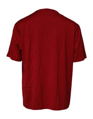 Dolce & Gabbana Red Logo Tape Cotton Crew Neck T-shirt - T-Shirts