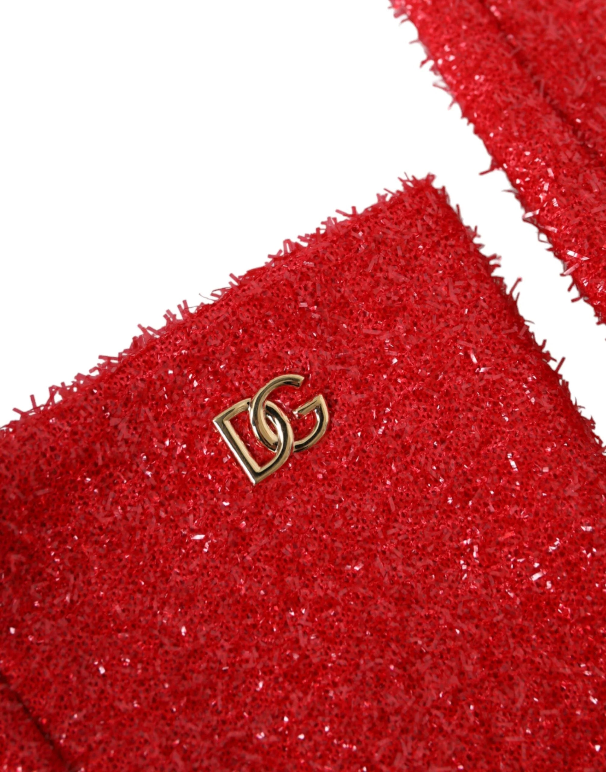 Dolce & Gabbana Red Lurex Fantasia Mid Arm Length Gloves - 7.5|S - Gloves & Mittens