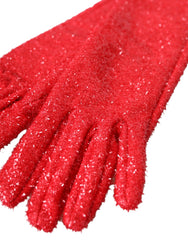 Dolce & Gabbana Red Lurex Fantasia Mid Arm Length Gloves - 7.5|S - Gloves & Mittens