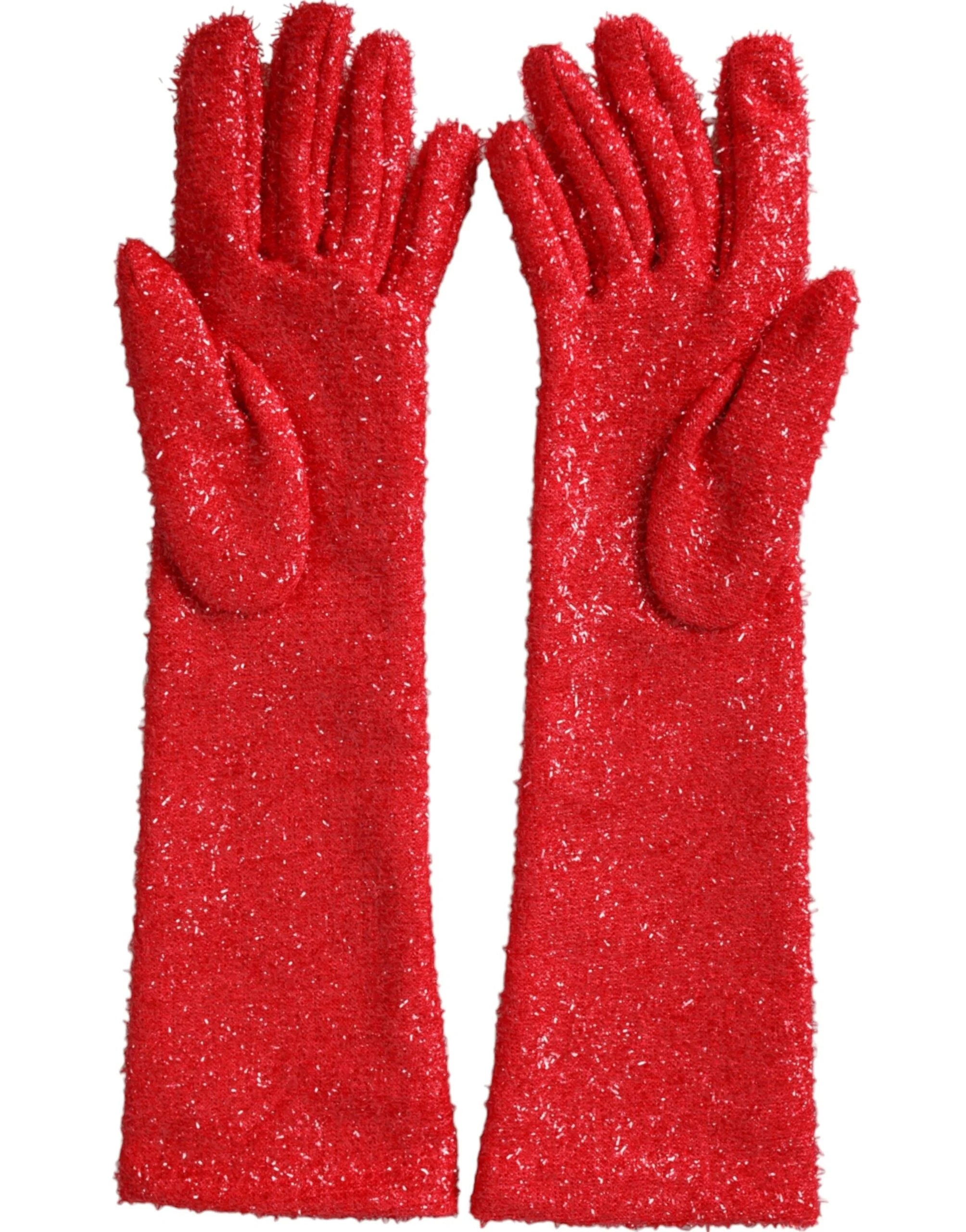 Dolce & Gabbana Red Lurex Fantasia Mid Arm Length Gloves - 7.5|S - Gloves & Mittens