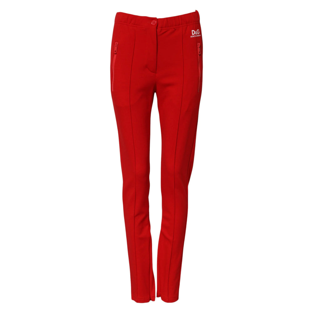 Dolce & Gabbana Red Mid Waist Slim Fit Pants - IT38 | XS - Joggers