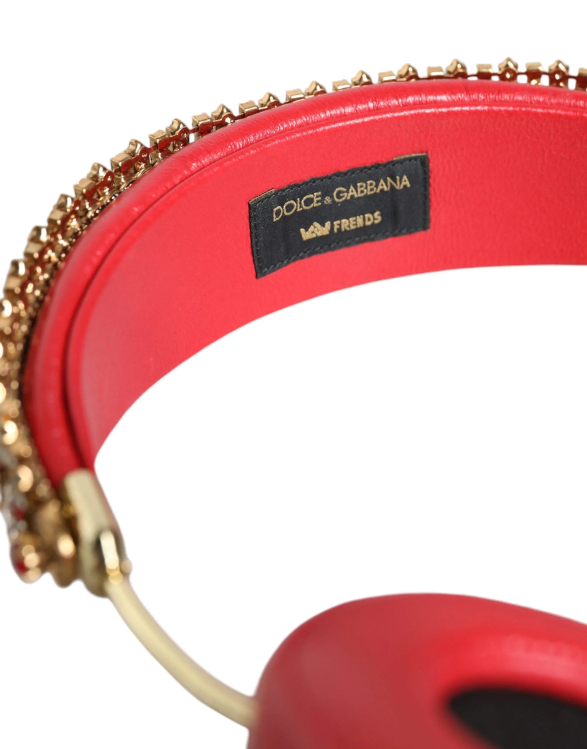 Dolce & Gabbana Red Nappa Leather Floral Crystal Headphone - Over-Ear Headphones