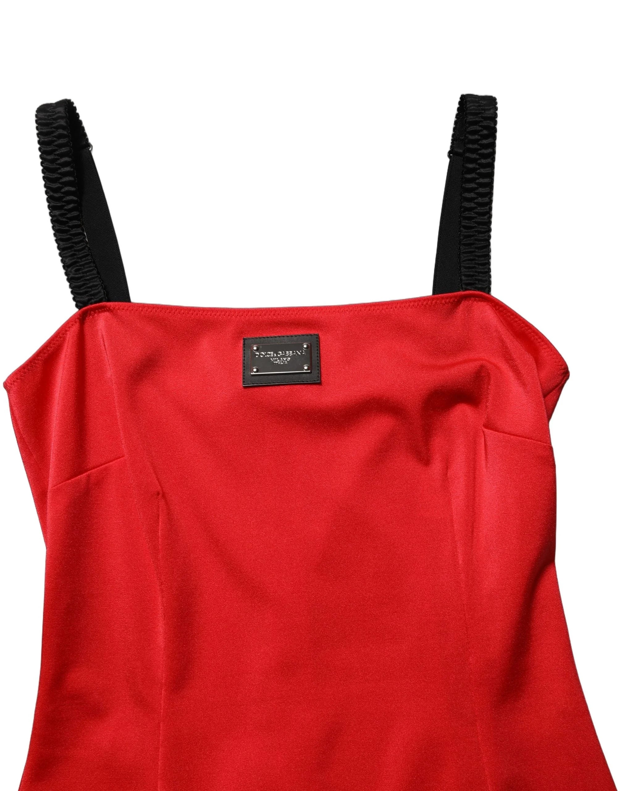 Dolce & Gabbana Red Nylon Blend Cady Sleeveless Mini Dress - IT40|S