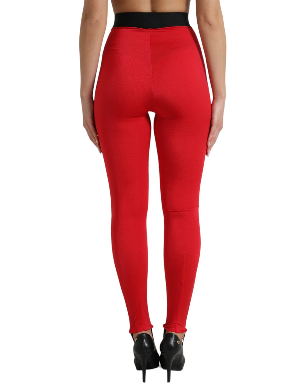 Dolce & Gabbana Red Nylon DG Logo Slim Leggings Pants - IT40|S - Leggings