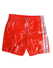 Dolce & Gabbana Red Nylon Drawstring Beachwear Shorts Swimwear - IT4 | S