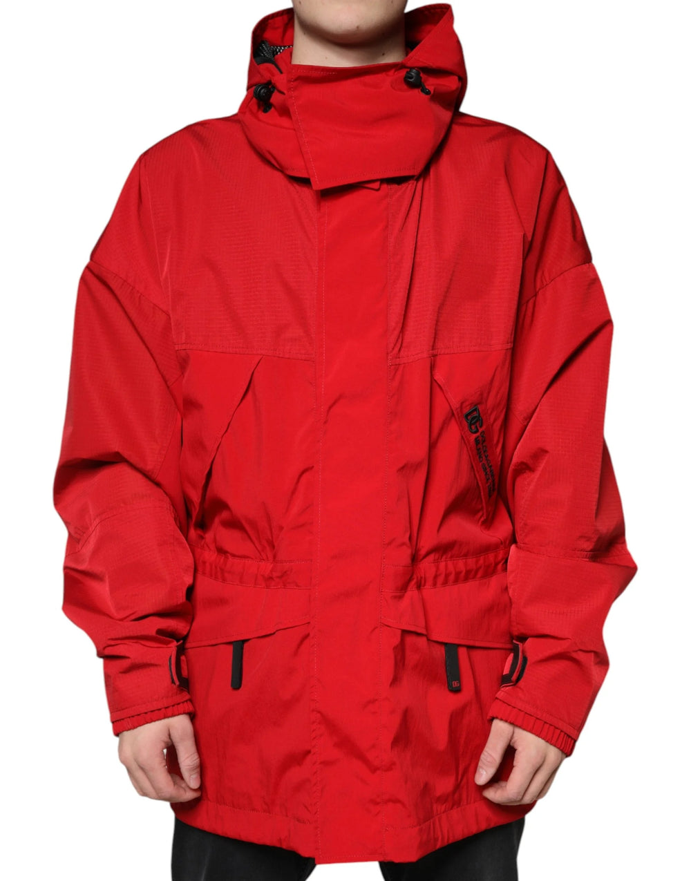 Dolce & Gabbana Red Nylon Hooded Men Full Zip Parka Jacket - IT58 | 3XL - Parkas