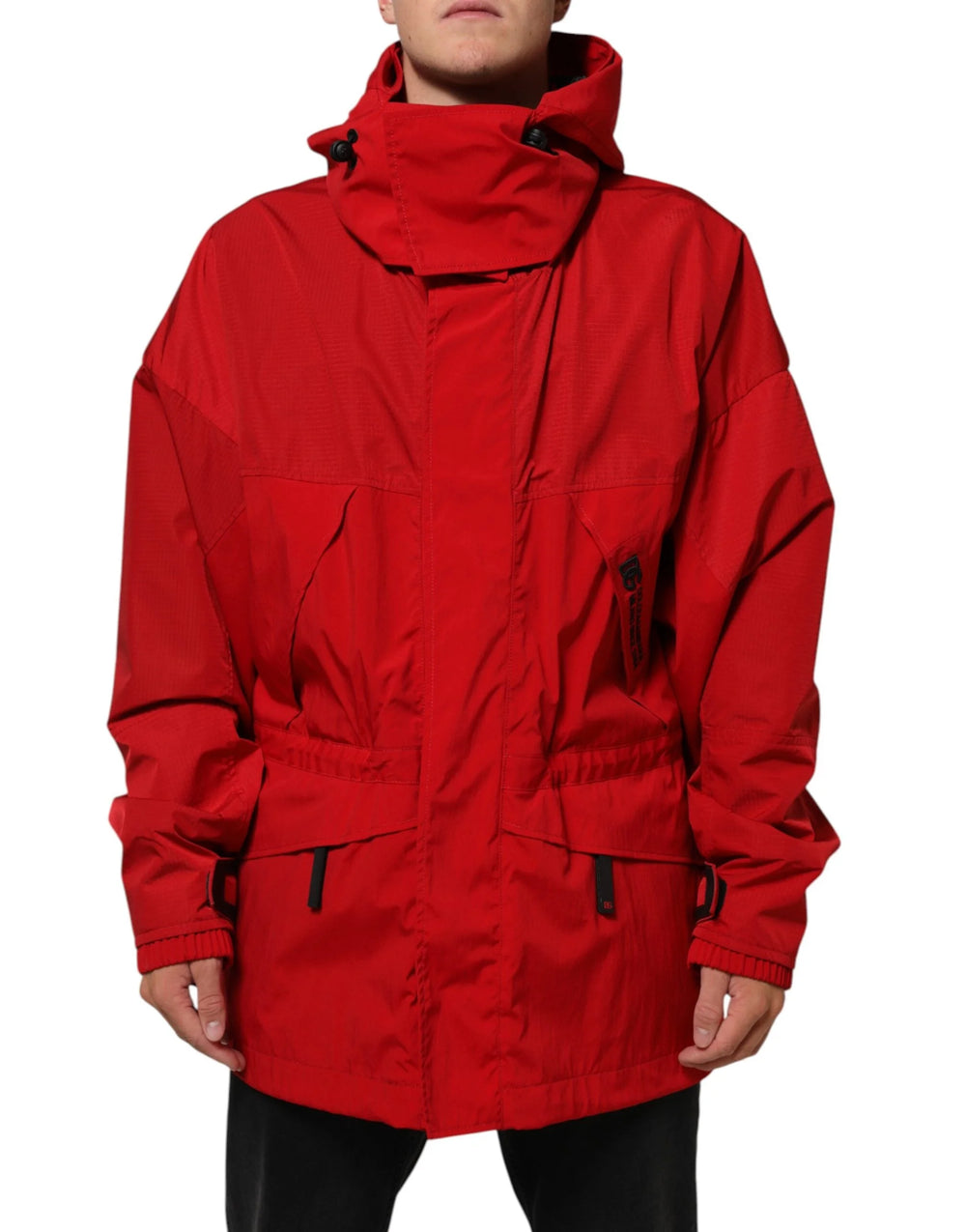 Dolce & Gabbana Red Nylon Hooded Men Full Zip Parka Jacket - IT58 | 3XL - Parkas