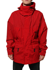 Dolce & Gabbana Red Nylon Hooded Men Full Zip Parka Jacket - IT58 | 3XL - Parkas