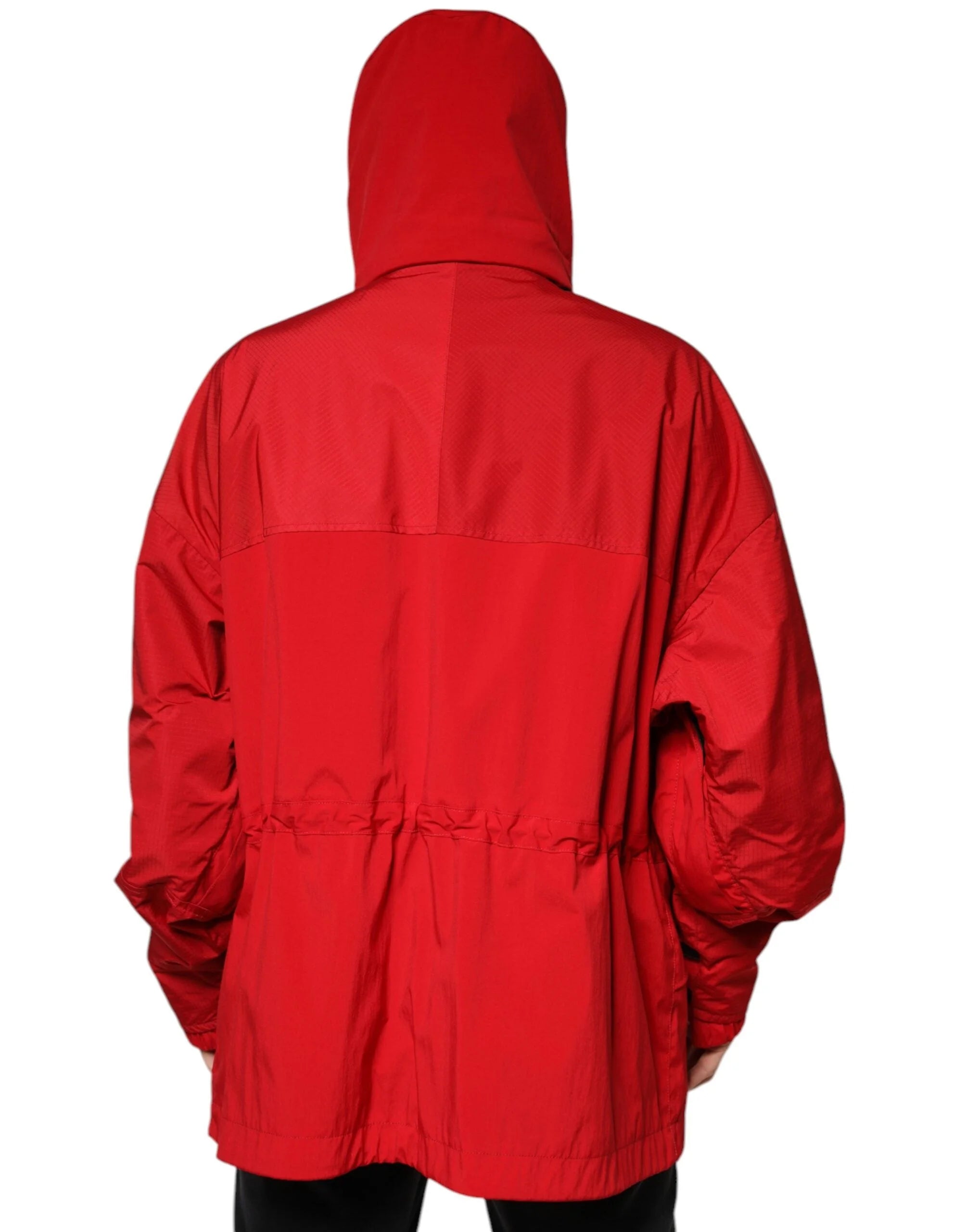 Dolce & Gabbana Red Nylon Hooded Men Full Zip Parka Jacket - IT58 | 3XL - Parkas