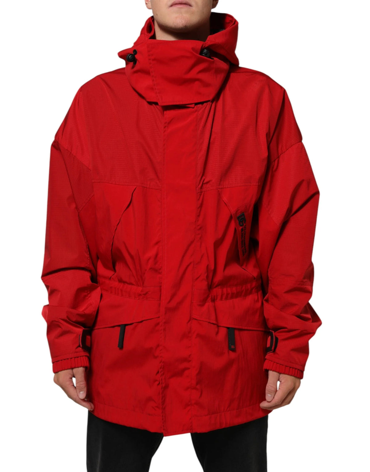 Dolce & Gabbana Red Nylon Hooded Men Full Zip Parka Jacket - IT58 | 3XL - Parkas