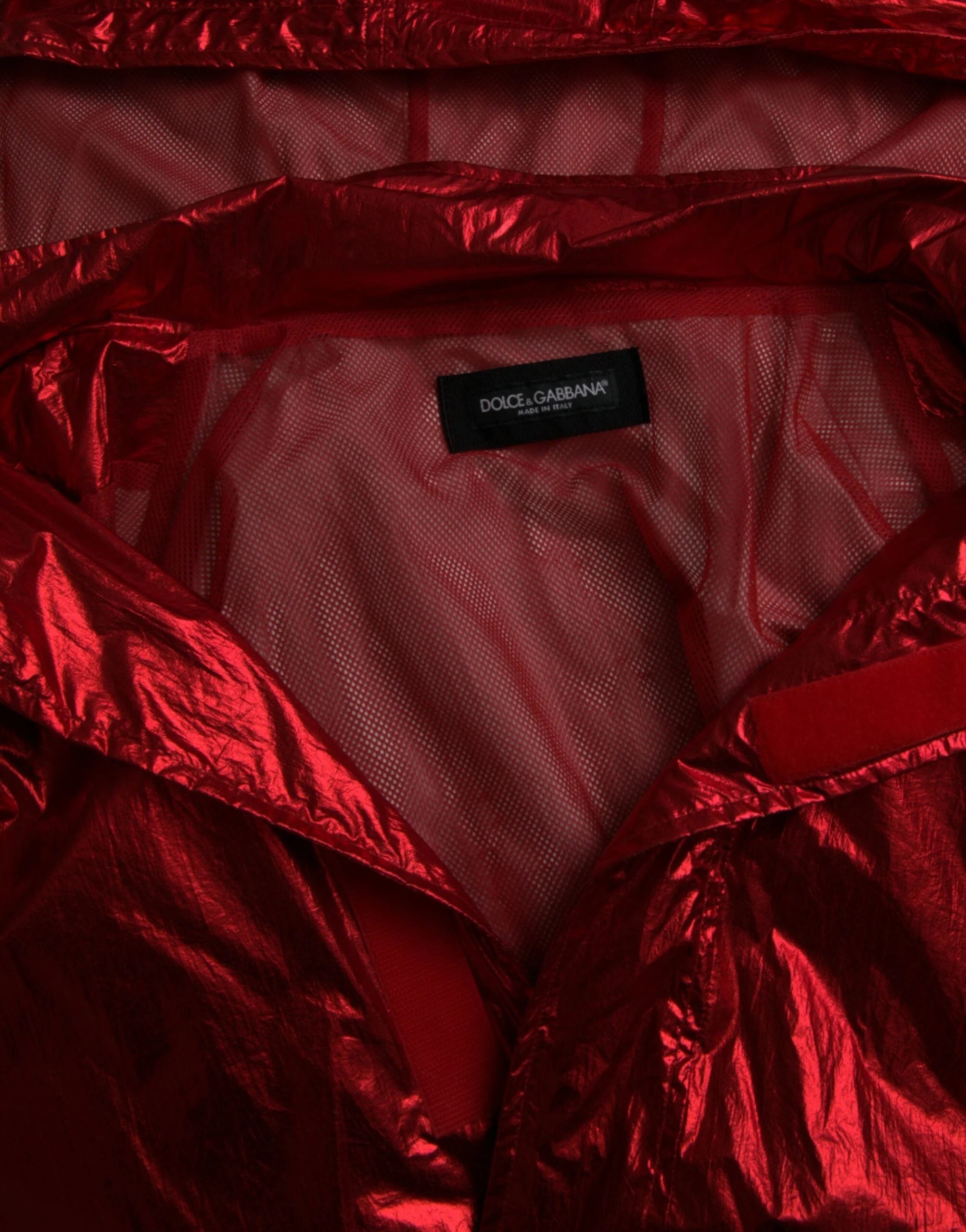 Dolce & Gabbana Red Nylon Hooded Pullover Sweatshirt Jacket - IT54 | XL - Sport Jackets