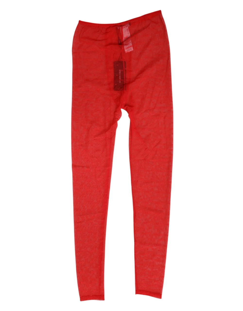 Dolce & Gabbana Red Nylon Logo Lace Leggings Pants Underwear - IT2 | S - Hosiery