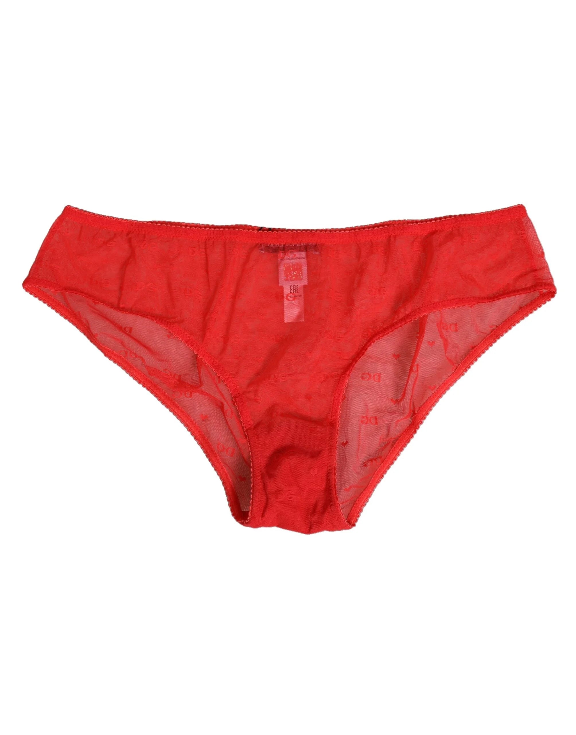 Dolce & Gabbana Red Nylon Sheer Mesh Lace Brief Panty Underwear - IT4 | L - Briefs