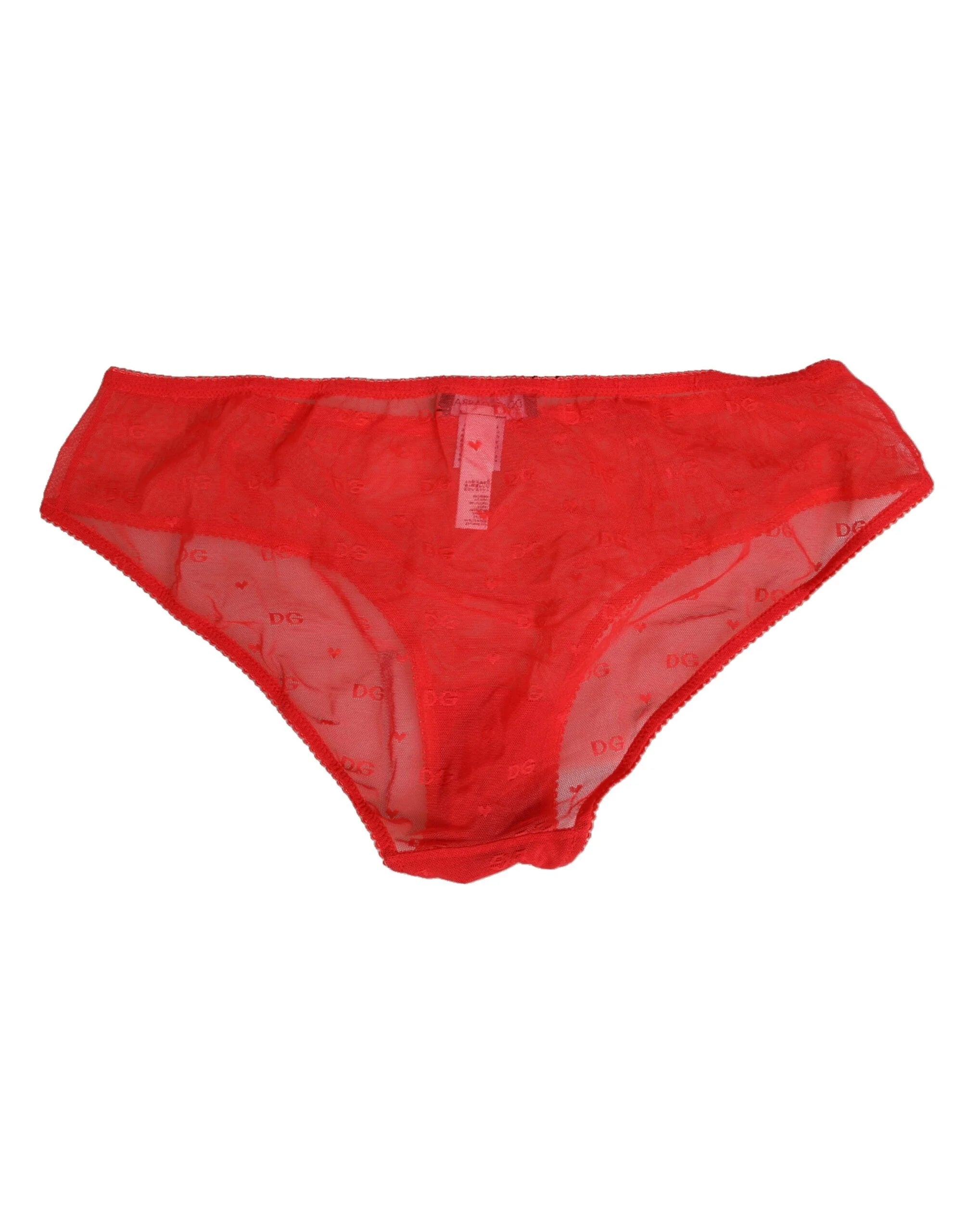 Dolce & Gabbana Red Nylon Sheer Mesh Lace Brief Panty Underwear - IT4 | L - Briefs