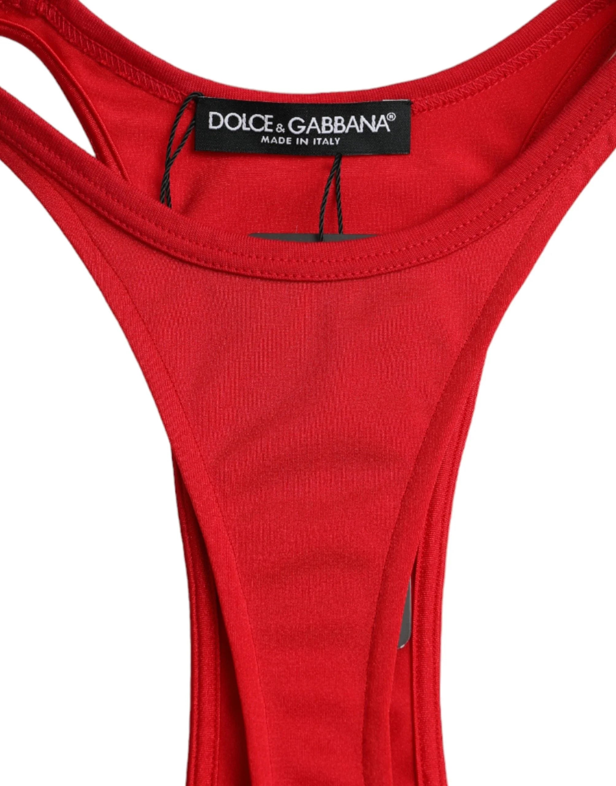 Dolce & Gabbana Red Nylon Stretch Bodycon Sheath Mini Dress - IT40|S - Dresses