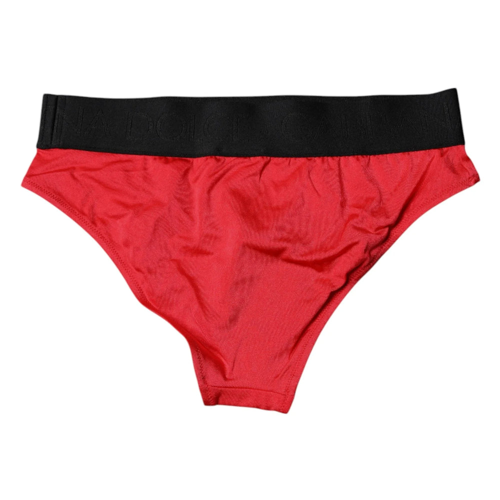 Dolce & Gabbana Red Nylon Stretch Mid Waist Panty Underwear - Briefs