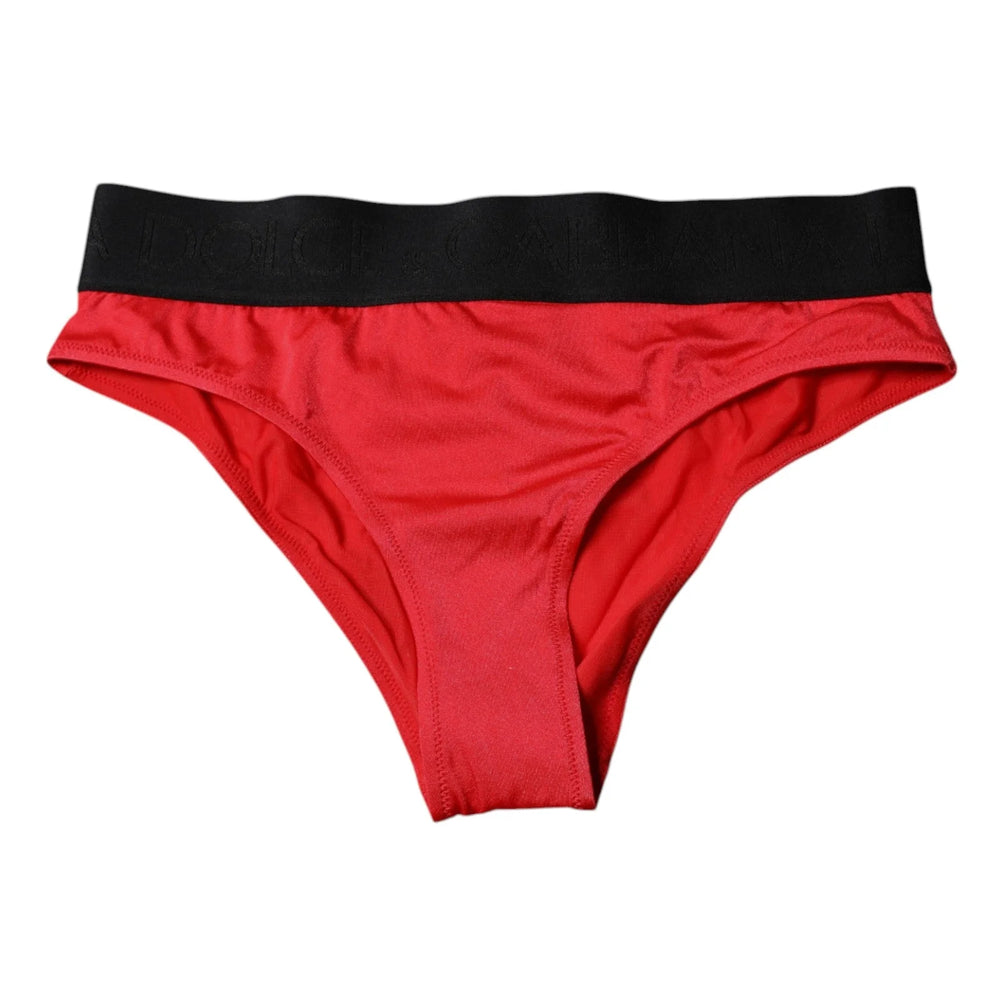 Dolce & Gabbana Red Nylon Stretch Mid Waist Panty Underwear - Briefs