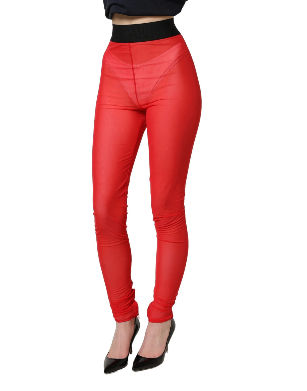 Dolce & Gabbana Red Nylon Stretch Slim Legging Trouser Pants - IT40|S