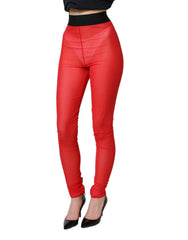Dolce & Gabbana Red Nylon Stretch Slim Legging Trouser Pants - IT40|S