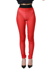 Dolce & Gabbana Red Nylon Stretch Slim Legging Trouser Pants - IT40|S