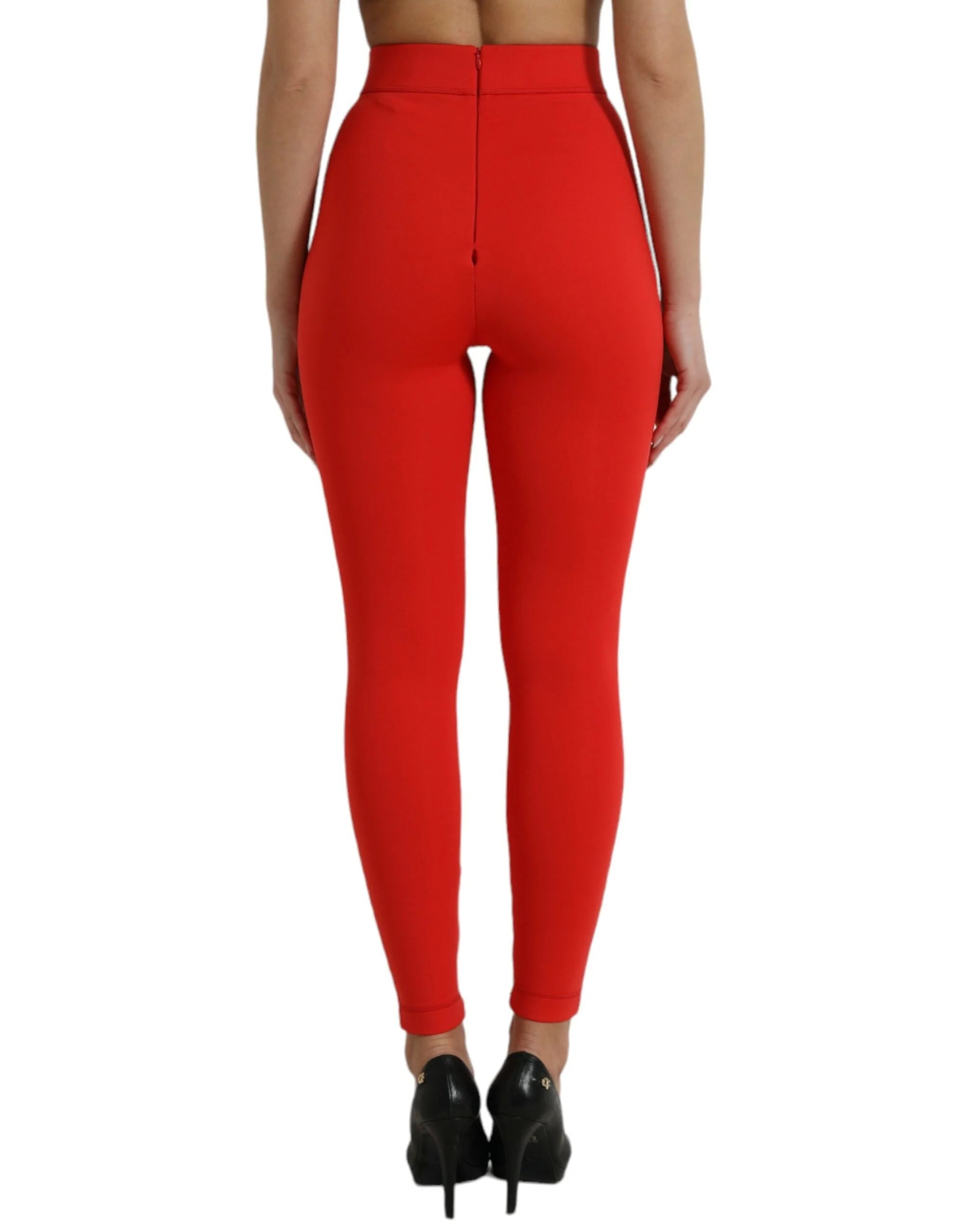 Dolce & Gabbana Red Nylon Stretch Slim Leggings Pants - IT40|S - Leggings