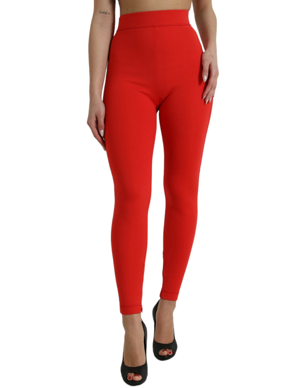 Dolce & Gabbana Red Nylon Stretch Slim Leggings Pants - IT40|S - Leggings