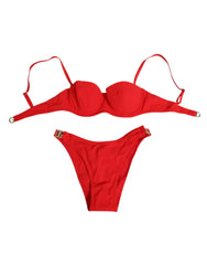 Dolce & Gabbana Red Nylon Swimsuit 2 Piece Top Bottom Swimwear - IT1 | XS - Classic Bikinis