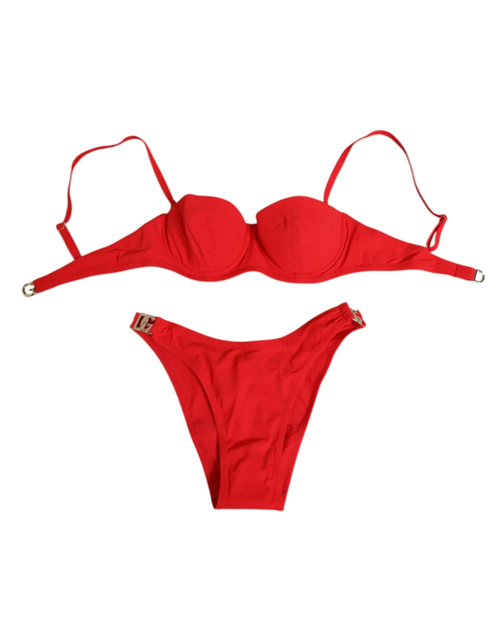 Dolce & Gabbana Red Nylon Swimsuit 2 Piece Top Bottom Swimwear - IT1 | XS