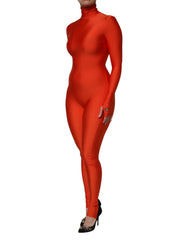 Dolce & Gabbana Red Nylon Turtleneck Bodycon Jumpsuit Dress - IT40|S