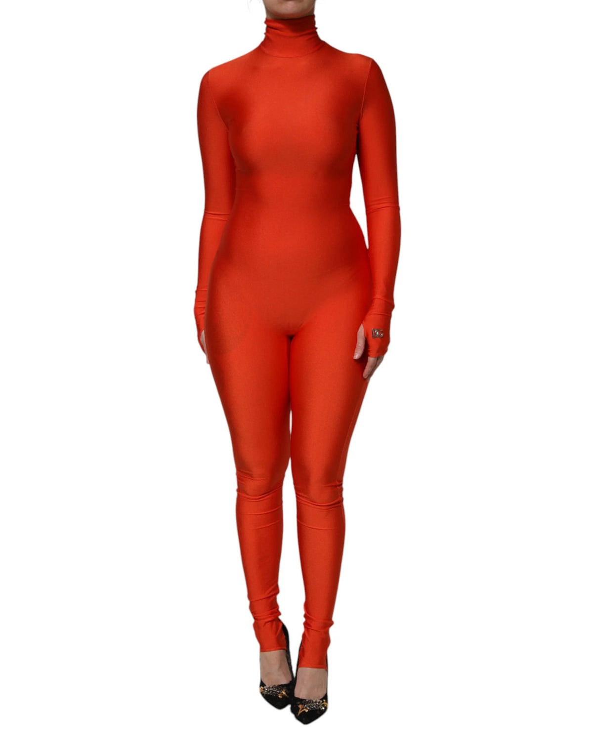 Dolce & Gabbana Red Nylon Turtleneck Bodycon Jumpsuit Dress - IT40|S