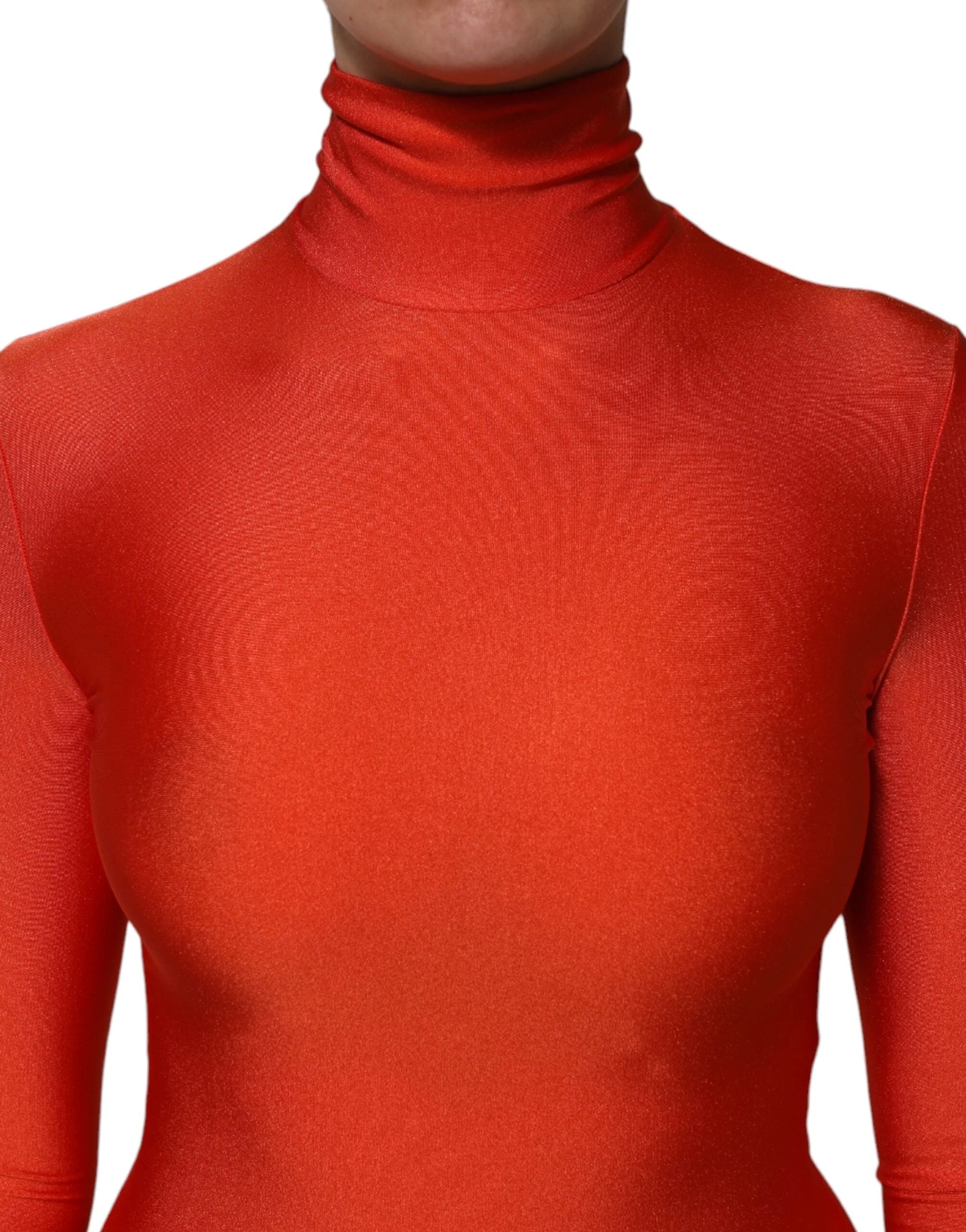 Dolce & Gabbana Red Nylon Turtleneck Bodycon Jumpsuit Dress - IT40|S