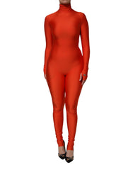Dolce & Gabbana Red Nylon Turtleneck Bodycon Jumpsuit Dress - IT40|S - One-Pieces