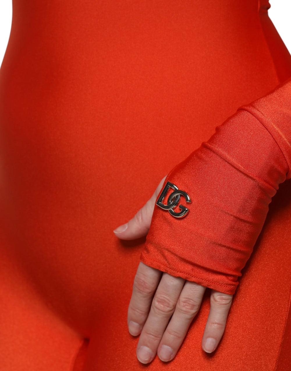 Dolce & Gabbana Red Nylon Turtleneck Bodycon Jumpsuit Dress - IT40|S - One-Pieces